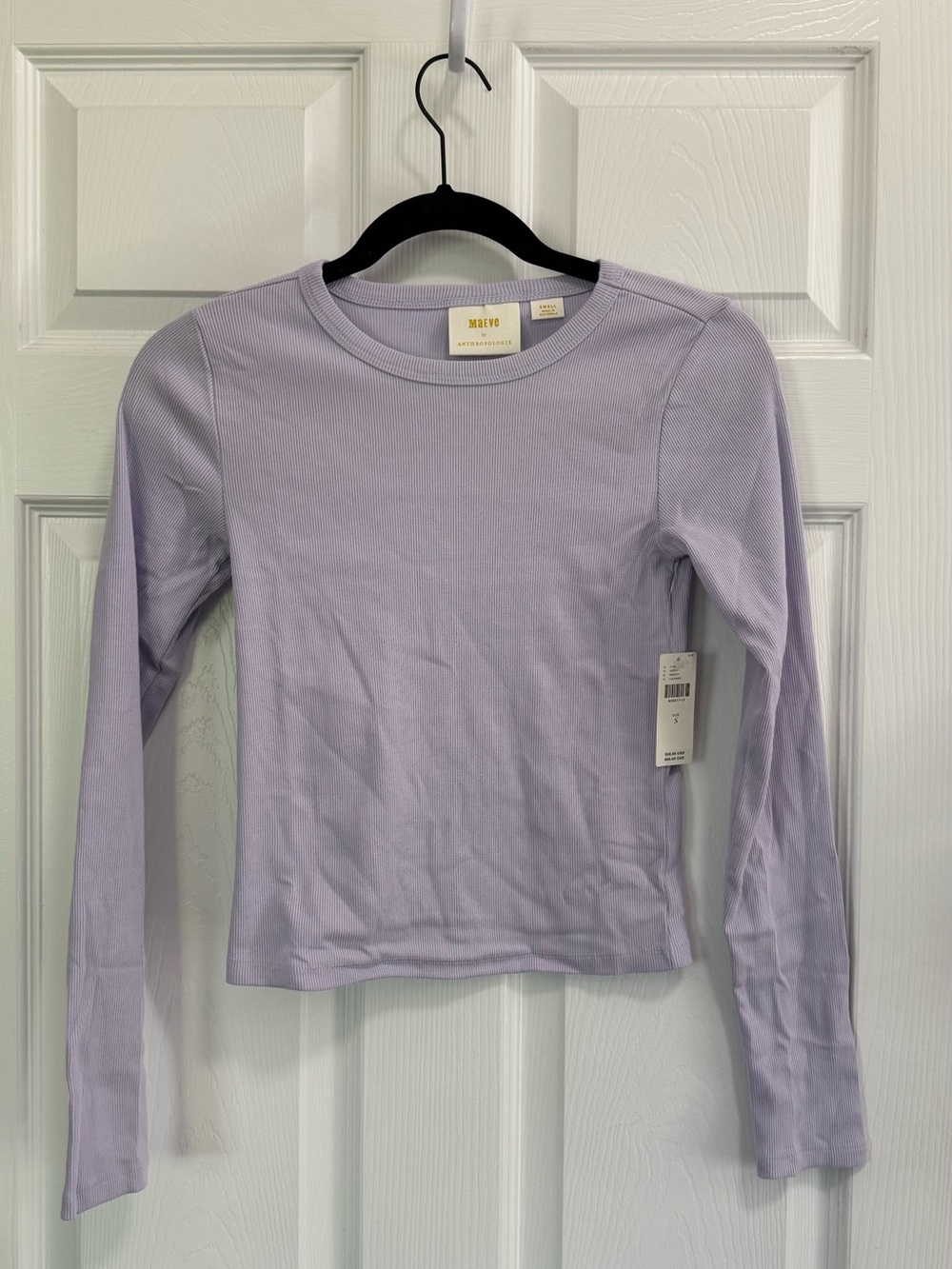 ✨NWT Anthropologie | Maeve Ribbed Long Sleeve T Shirt | lavender purple - size S - Picture 2 of 7